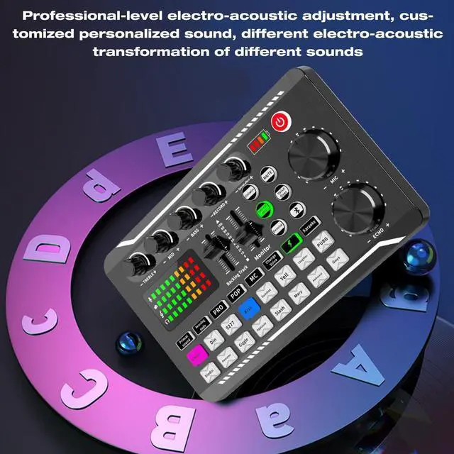 Alt view image 6 of 7 - _Mega Brand Sound Mixer Board, Voice Changer Sound Card with Multiple Sound Effects, Live Sound Card for Live Streaming, Audio Mixer for Music Recording Karaoke Singing Broadcast