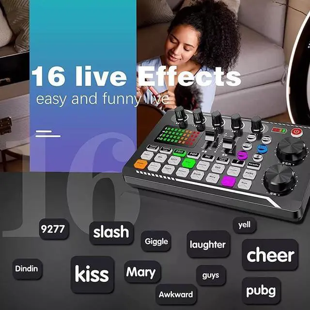 Alt view image 4 of 7 - _Mega Brand F998 Podcast Equipment Bundle, Audio Interface & BM888 Recording Studio Microphone, Professional Live Sound Card w/Dj Mixer Effects & Voice Changer for Live Streaming Gaming YouTube TikTok