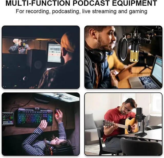 Alt view image 6 of 7 - _Mega Brand F998 Podcast Equipment Bundle, Audio Interface & BM888 Recording Studio Microphone, Professional Live Sound Card w/Dj Mixer Effects & Voice Changer for Live Streaming Gaming YouTube TikTok