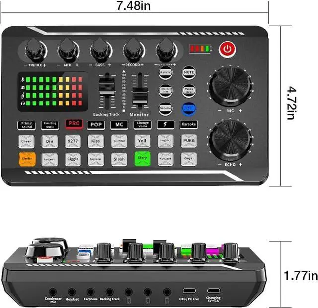 Alt view image 7 of 7 - _Mega Brand F998 Podcast Equipment Bundle, Audio Interface & BM888 Recording Studio Microphone, Professional Live Sound Card w/Dj Mixer Effects & Voice Changer for Live Streaming Gaming YouTube TikTok