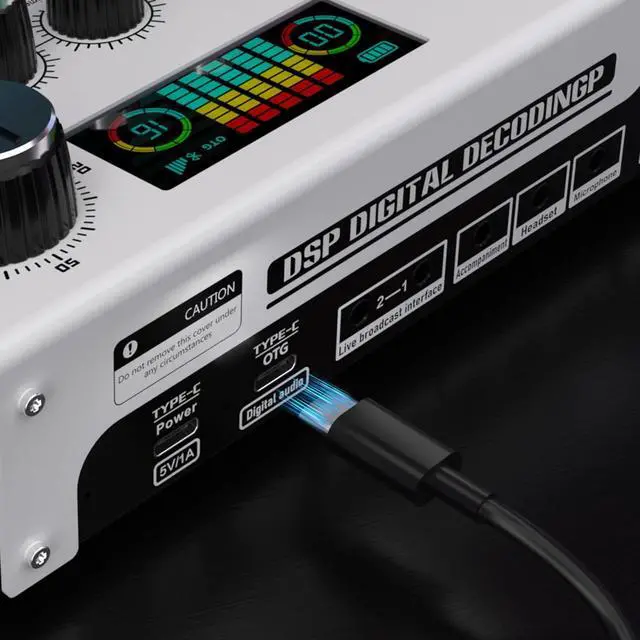 Alt view image 6 of 7 - _Mega Brand Streaming Audio Mixer, LCD Gaming Audio Mixer Interface, Live Sound Card with Bluetooth, 48V Phantom Power for Live Streaming Podcast, Recording, Gaming