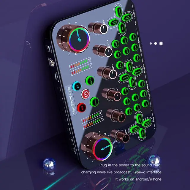 Alt view image 4 of 7 - _Mega Brand Live Sound Card Audio Mixer Audio Mixer Recording Desktop Singing Digital Lossless Transmission for Streaming Podcasting Gaming Recording Soundboard Built-in Battery