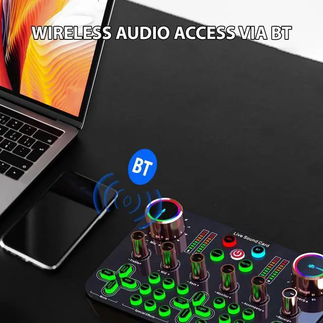 Alt view image 5 of 7 - _Mega Brand Live Sound Card Audio Mixer Audio Mixer Recording Desktop Singing Digital Lossless Transmission for Streaming Podcasting Gaming Recording Soundboard Built-in Battery