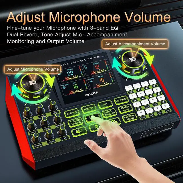 Alt view image 3 of 7 - _Mega Brand podcast microphone bundle, Live Sound Card with Audio Interface, All-in-One Audio Mixer with Voice Changer, Condenser Microphone for Live Streaming, Singing, Gaming, and Content Creation.