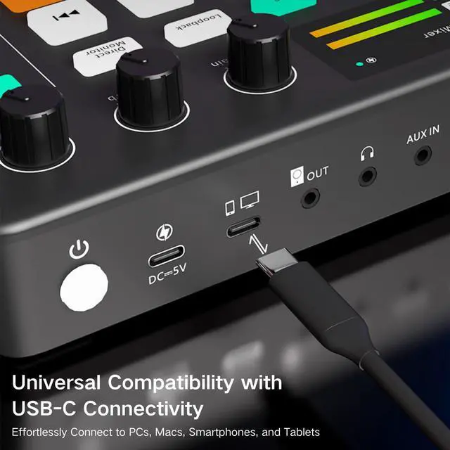 Alt view image 7 of 7 - _Mega Brand Gaming Audio Mixer, Audio Interface with Pro-preamp, Voice Changer & DJ Mixer Effects, 48V Phantom Power, Bluetooth & RGB Live Sound Card for Streaming, Podcasting, Gaming