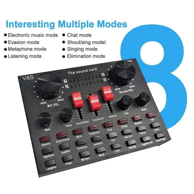 Alt view image 3 of 7 - _Mega Brand Sound Card For Live Streaming, Rechargeable Voice Changer, Podcast Mixer, Microphone Mixer, for Live Broadcast, K Songs, Recording, Voice Chatting