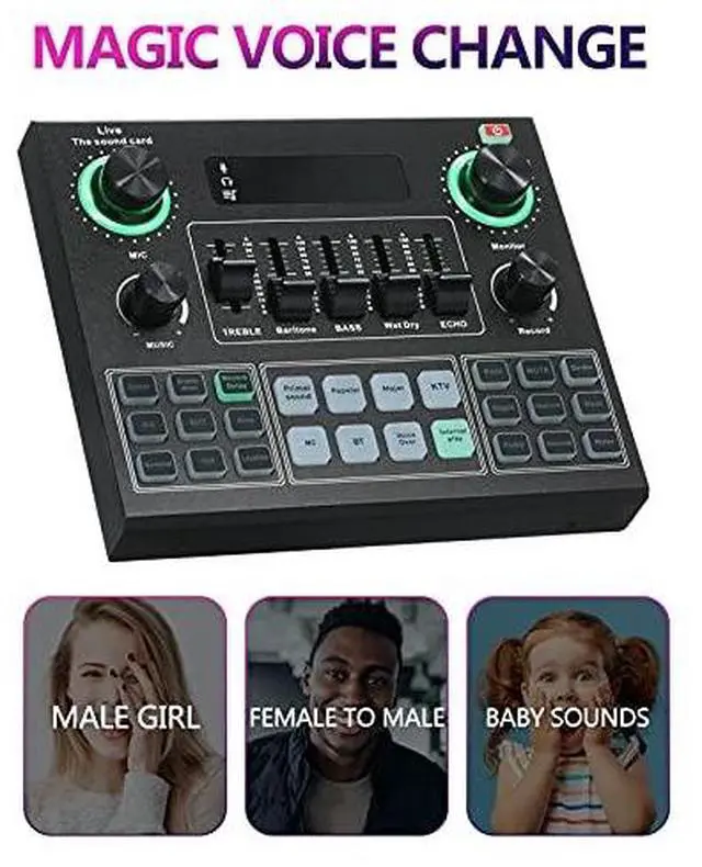 Alt view image 3 of 7 - _Mega Brand AudioMixer with Sound Effects V9 Live Sound Card Live Streaming Device Compatible with Phones, Computers and Tablets