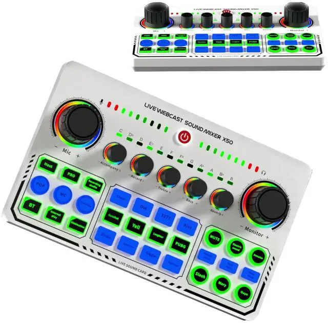 Main image of _Mega Brand X50 Live Sound Card, 12 Warm Sound Effects, One Touch Mute, Reverb Adjustment, Dual Channel USB External Sound Card for DJ Mixer, Live Streaming, PC Recording