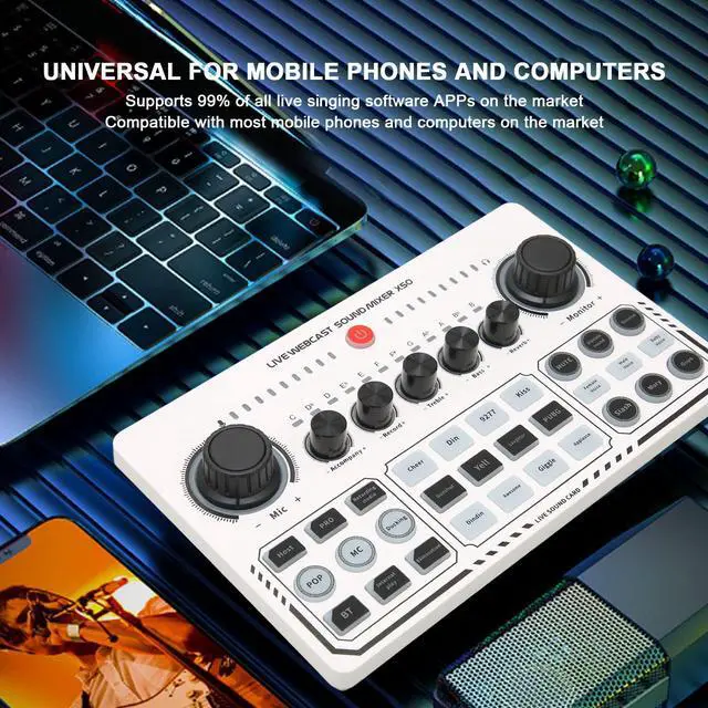 Alt view image 3 of 7 - _Mega Brand X50 Live Sound Card, 12 Warm Sound Effects, One Touch Mute, Reverb Adjustment, Dual Channel USB External Sound Card for DJ Mixer, Live Streaming, PC Recording