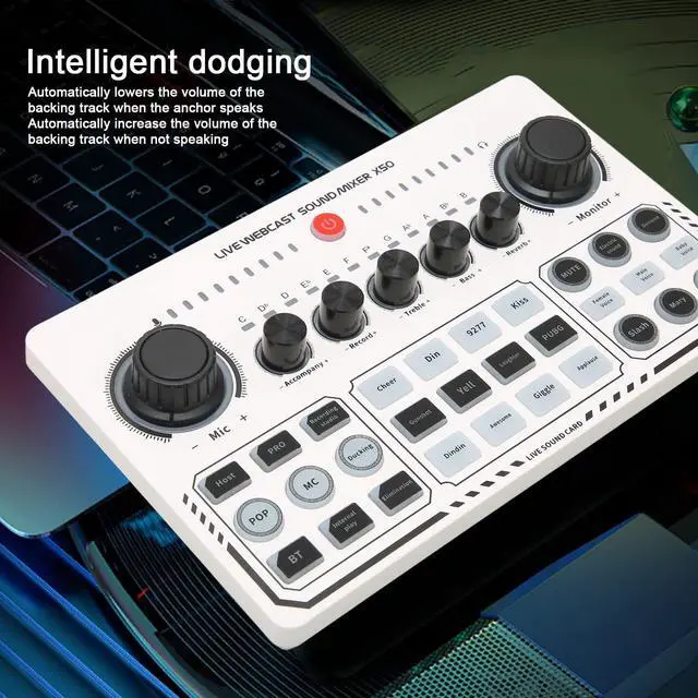 Alt view image 6 of 7 - _Mega Brand X50 Live Sound Card, 12 Warm Sound Effects, One Touch Mute, Reverb Adjustment, Dual Channel USB External Sound Card for DJ Mixer, Live Streaming, PC Recording