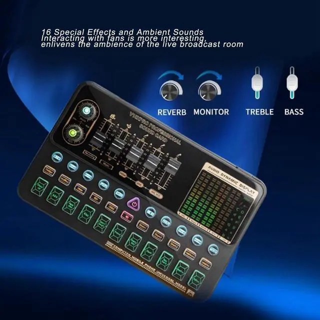 Alt view image 5 of 7 - _Mega Brand Live Sound Card Voice Changer with Bluetooth, Podcast Equipment Bundle with 16 Special Effects, Smart Noise Reduction Gaming Sound Board for Computer, Phone Recording