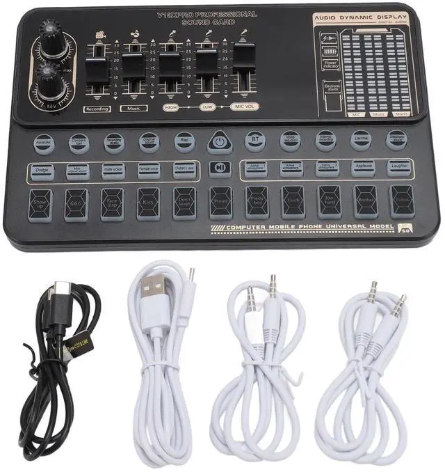 Alt view image 7 of 7 - _Mega Brand Live Sound Card Voice Changer with Bluetooth, Podcast Equipment Bundle with 16 Special Effects, Smart Noise Reduction Gaming Sound Board for Computer, Phone Recording