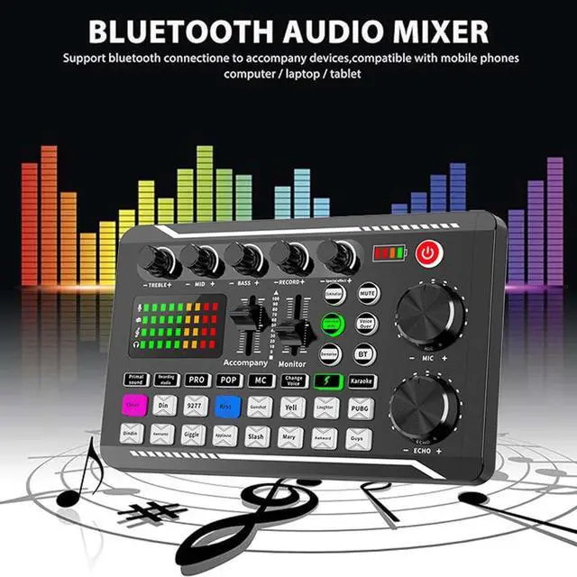 Alt view image 2 of 7 - _Mega Brand F988 Live Sound Card Audio Mixer with DJ Mixer Effects & Voice Changer - Professional Sound Mixer Board for Live Streaming/Gaming