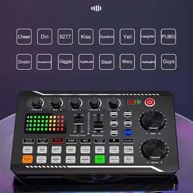 Alt view image 5 of 7 - _Mega Brand F988 Live Sound Card Audio Mixer with DJ Mixer Effects & Voice Changer - Professional Sound Mixer Board for Live Streaming/Gaming