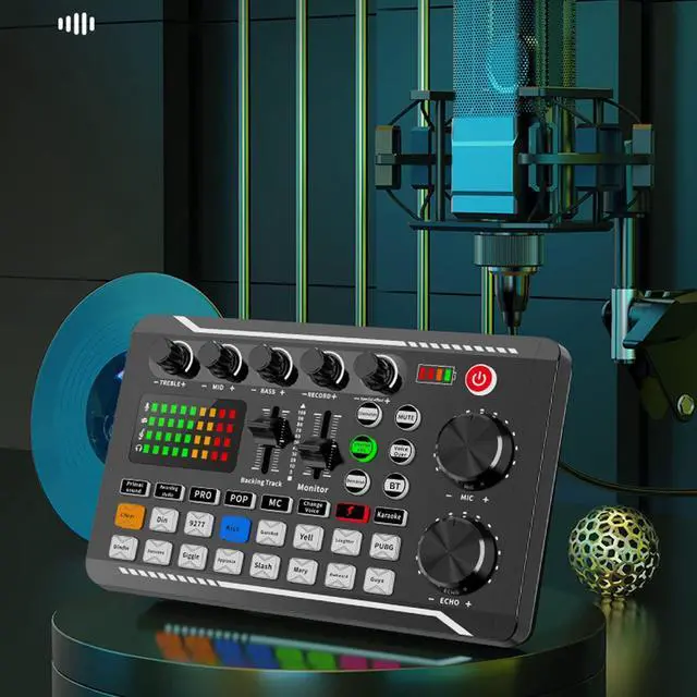 Alt view image 5 of 7 - _Mega Brand Professional Audio Mixer, Voice Changer Sound Board Live Sound Card Bluetooth Noise Reduction Voice Changer Sound Mixer Podcast Equipment for Streaming Podcasting Gaming