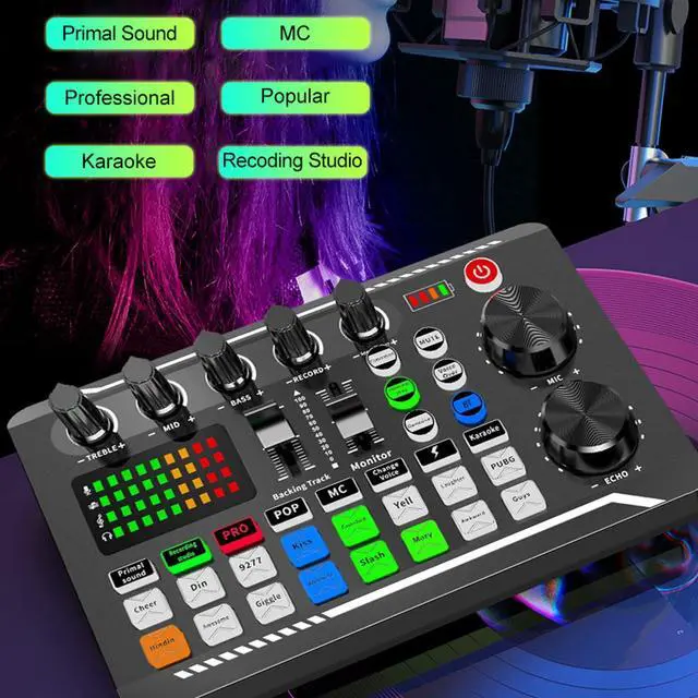 Alt view image 4 of 7 - _Mega Brand Professional Audio Mixer, Voice Changer Sound Board Live Sound Card Bluetooth Noise Reduction Voice Changer Sound Mixer Podcast Equipment for Streaming Podcasting Gaming