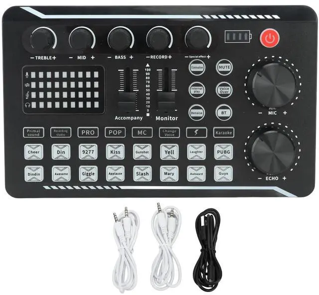 Alt view image 7 of 7 - _Mega Brand Professional Audio Mixer, Voice Changer Sound Board Live Sound Card Bluetooth Noise Reduction Voice Changer Sound Mixer Podcast Equipment for Streaming Podcasting Gaming
