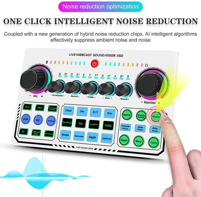 Alt view image 4 of 7 - _Mega Brand Portable Mixer,Professional Live Sound Card,Knob Design,Support for12 Kinds of Warming Sound and a Key Mute,with Double Call Simple Port Design,Support for Two People Live at The Same Time