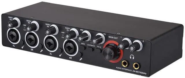 Main image of _Mega Brand 4 Channels Recording Sound Card with Driver Free Audio Interface,4-in 4-out USB Sound Card 24 bit/192khz 48V Phantom Power Supply for Professional Recording of Live Streaming Karaoke,Black