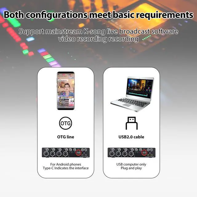 Alt view image 6 of 7 - _Mega Brand 4 Channels Recording Sound Card with Driver Free Audio Interface,4-in 4-out USB Sound Card 24 bit/192khz 48V Phantom Power Supply for Professional Recording of Live Streaming Karaoke,Black