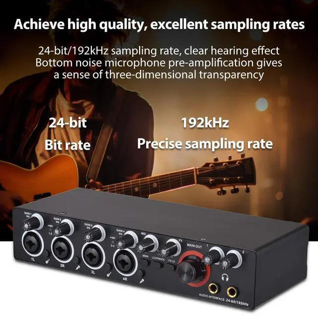 Alt view image 7 of 7 - _Mega Brand 4 Channels Recording Sound Card with Driver Free Audio Interface,4-in 4-out USB Sound Card 24 bit/192khz 48V Phantom Power Supply for Professional Recording of Live Streaming Karaoke,Black