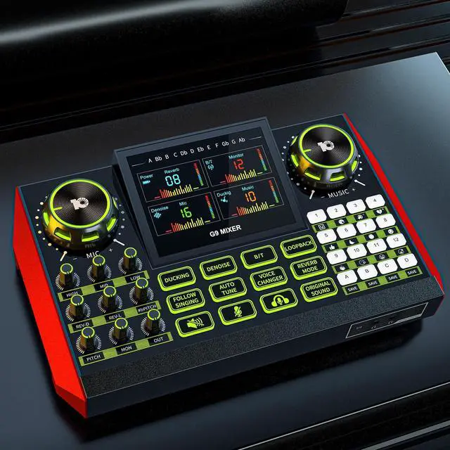 Main image of _Mega Brand G9 Gaming Audio MixerPodcast Equipment Live Sound Card for StreamingAudio Interface DJ Mixer Sound Card/Board Condenser Microphone for Tiktok Gaming Video Content Creator Kit.