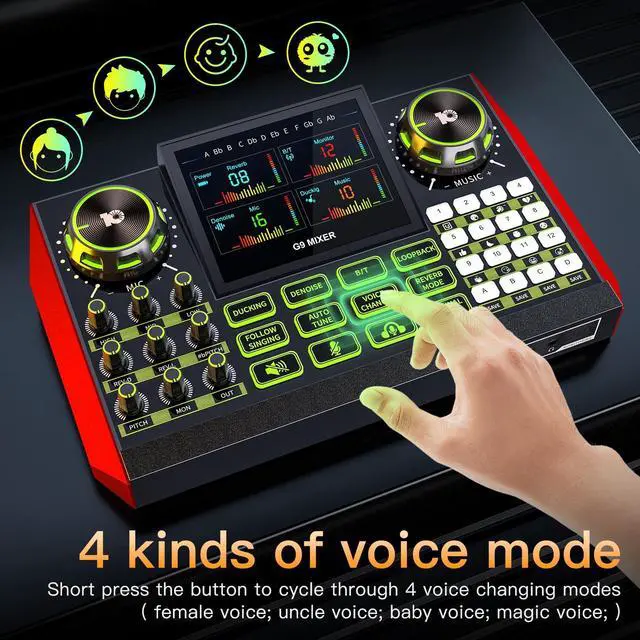 Alt view image 2 of 7 - _Mega Brand G9 Gaming Audio MixerPodcast Equipment Live Sound Card for StreamingAudio Interface DJ Mixer Sound Card/Board Condenser Microphone for Tiktok Gaming Video Content Creator Kit.