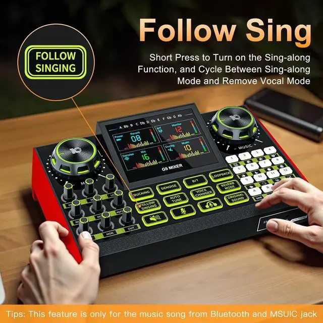 Alt view image 7 of 7 - _Mega Brand G9 Gaming Audio MixerPodcast Equipment Live Sound Card for StreamingAudio Interface DJ Mixer Sound Card/Board Condenser Microphone for Tiktok Gaming Video Content Creator Kit.