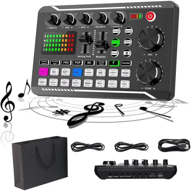 Main image of _Mega Brand Live Sound Card with DJ Mixer Effects & Voice Changer, F998 Live Sound Card Audio Mixer, Professional Sound Mixer Board, Sound Card for Live Streaming, Soundboard for PC Xbox (style 1)