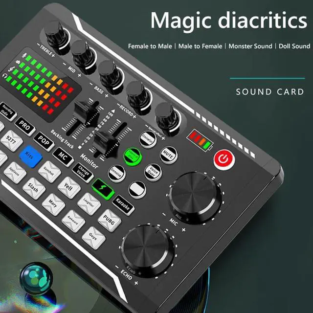 Alt view image 5 of 7 - _Mega Brand Live Sound Card with DJ Mixer Effects & Voice Changer, F998 Live Sound Card Audio Mixer, Professional Sound Mixer Board, Sound Card for Live Streaming, Soundboard for PC Xbox (style 1)