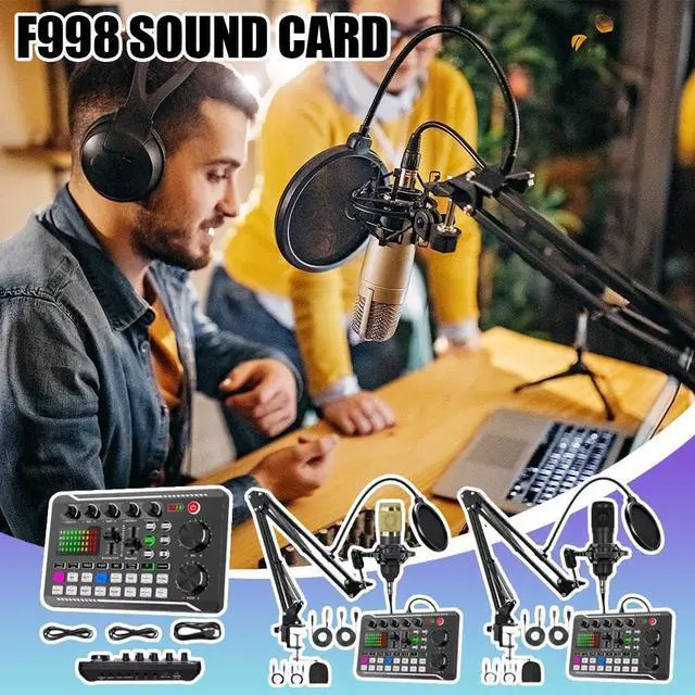 Alt view image 2 of 7 - _Mega Brand Live Sound Card with Dj Mixer Effects&Voice Changer,F998 Live Sound Card Audio Mixer,F998 Podcast Recording Equipment with Podcast Mixer,Sound Card for Live Streaming/Singing Broadcast