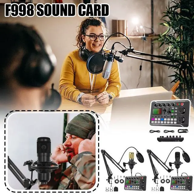 Alt view image 3 of 7 - _Mega Brand Live Sound Card with Dj Mixer Effects&Voice Changer,F998 Live Sound Card Audio Mixer,F998 Podcast Recording Equipment with Podcast Mixer,Sound Card for Live Streaming/Singing Broadcast