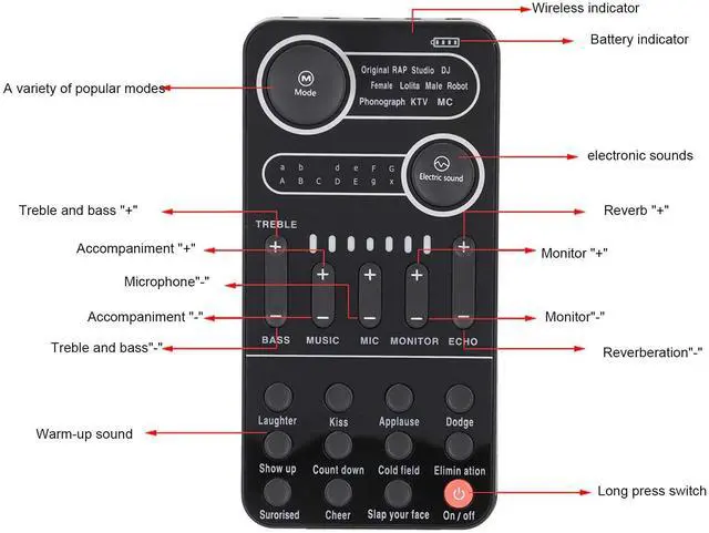 Alt view image 5 of 7 - _Mega Brand Live Sound Card, USB External Karaoke Mixer with Sound Effects for Live Broadcast, K Songs, Recording, Voice Chatting (K9)