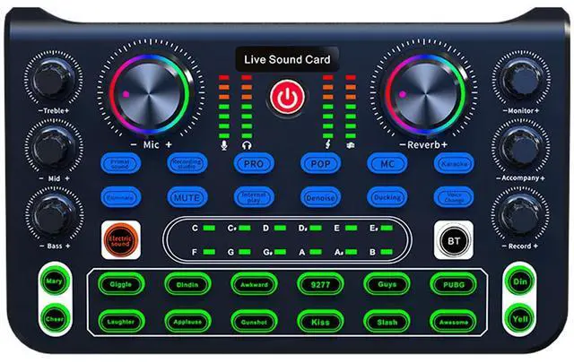 Main image of _Mega Brand Live Sound Card, Clear Sound Karaoke Recording Mobile Audio Mixer, Adjustment Noise Reduction Gaming Audio Mixer for Live Broadcast, Karaoke, Recording, Voice Chatting