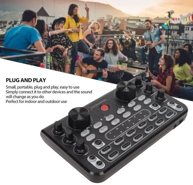Alt view image 4 of 7 - _Mega Brand Live Sound Card, Clear Sound Karaoke Recording Mobile Audio Mixer, Adjustment Noise Reduction Gaming Audio Mixer for Live Broadcast, Karaoke, Recording, Voice Chatting