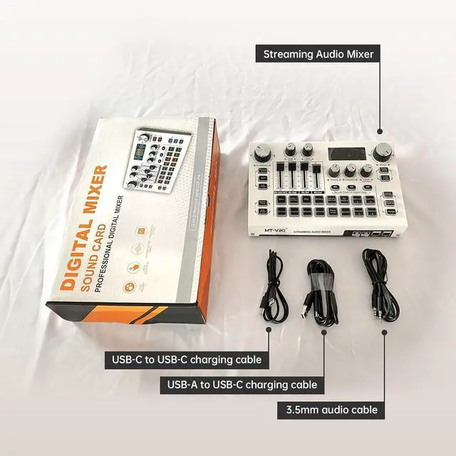 Alt view image 7 of 7 - _Mega Brand Gaming Audio Mixer w/2.25 LCD Screen, Live Sound Card for PC/Phone Live Streaming Recording Podcast/Youtube/Gaming