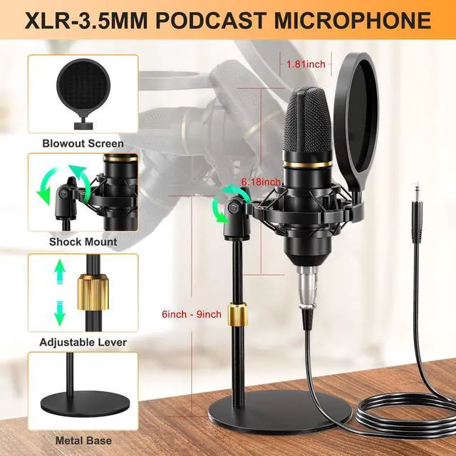 Alt view image 4 of 7 - _Mega Brand Podcast Microphone Bundle with Live Sound Card Audio Mixer,Podcast Equipment Bundle with 3.5mm Condenser Microphone for Phone Live Streaming Singing Gaming, Sound Board with Voice Changer