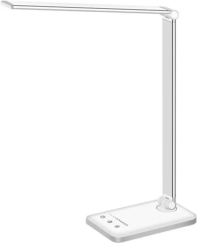 Main image of White crown LED Desk Lamp Dimmable Table Lamp Reading Lamp with USB Charging Port, 5 Lighting Modes, Sensitive Control, 30/60 Minutes Timer (White, First-Generation)