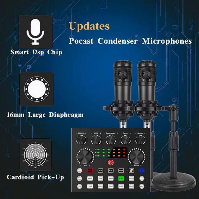 Alt view image 2 of 7 - _Mega Brand V8s for 2, V8s Voice Changer with BM-800 Podcast Microphone Bundle - Studio Condenser Microphone Perfect for Podcasting, Recording, Singing, Streaming and Gaming