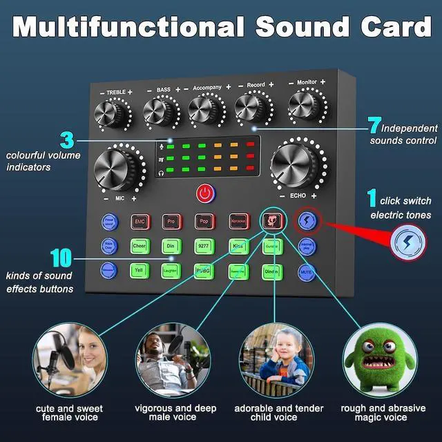 Alt view image 4 of 7 - _Mega Brand V8s for 2, V8s Voice Changer with BM-800 Podcast Microphone Bundle - Studio Condenser Microphone Perfect for Podcasting, Recording, Singing, Streaming and Gaming