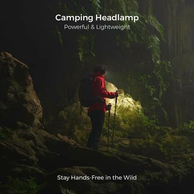 Alt view image 2 of 7 - _Mega Brand Ultra Lightweight Headlamp, 600 Lumen USB-C Rechargeable Headlamp with White Red Light, Adjustable Headband, for Camping, Back Packing, Hiking and Fishing