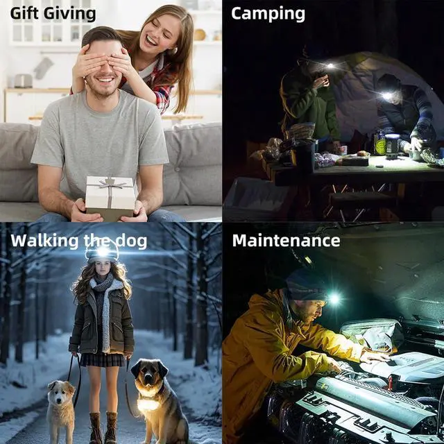Alt view image 5 of 6 - 6 Pack Rechargeable Headlamp Flashlight, LED Head Lamp with White Red Light, Super Bright USB-C Headlight Motion Sensor Head Lamp for Adults 11 Mode Outdoor Camping Running Hiking Fishing