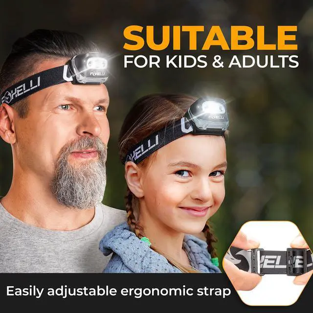 Alt view image 4 of 7 - _Mega Brand LED Headlamp Flashlight for Adults & Kids, Running, Camping, Hiking Head Lamp with White & Red Light, Comfortable Headband, Lightweight & Waterproof, 3 AAA Batteries