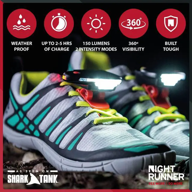 Alt view image 2 of 6 - _Mega Brand Night Tech Gear Shoe Lights - for Runners, Dog Walking, Hiking & More - Safety Running Gear for High Visibility - Rechargeable Battery & Waterproof Light - Hands Free LED - Green