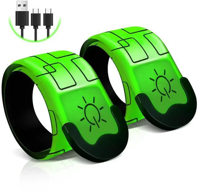 Main image of _Mega Brand LED Armband Rechargeable, 2 PCS 2024 Version LED Armbands for Night Running Cycling Walking Jogging, High Reflective Running Gear Adjustable Light Up Bands for Men Women and Kids, Green