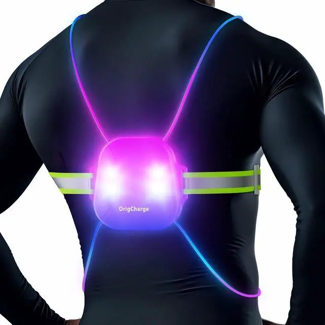 Main image of _Mega Brand Running Vest for Women, Reflective Running Lights Vest for Night Runners, Running Accessories High Visibility Vest, Safety Reflective Belt for Men, Reflector Running Gear- IPX5 Waterproof