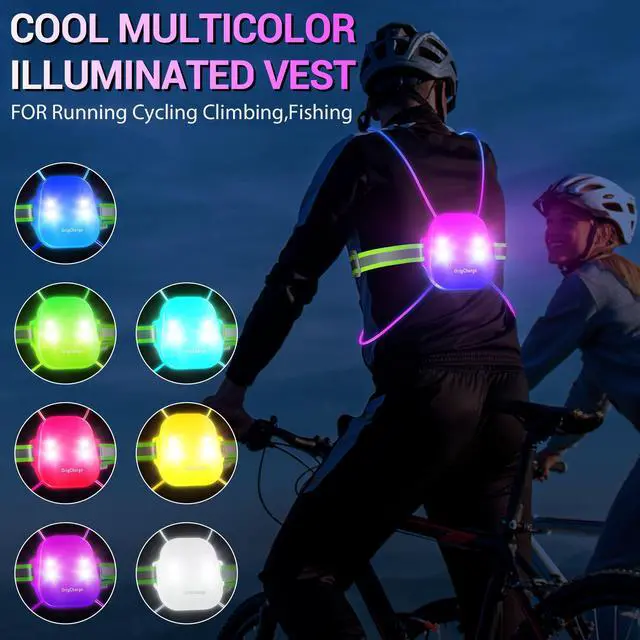 Alt view image 2 of 7 - _Mega Brand Running Vest for Women, Reflective Running Lights Vest for Night Runners, Running Accessories High Visibility Vest, Safety Reflective Belt for Men, Reflector Running Gear- IPX5 Waterproof