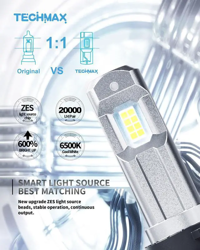 Alt view image 4 of 7 - _Mega Brand H11 Light Bulb, H8 H9 H11 Fog Light Bulb w/Fan 600% Bright 6500K Wireless Direct Insertion Plug and Play, Pack of 2