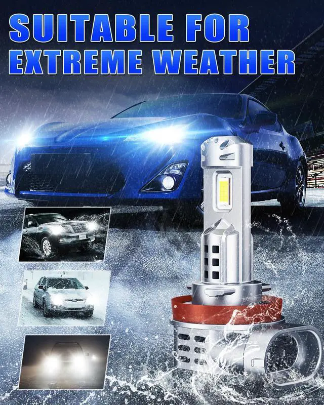 Alt view image 7 of 7 - _Mega Brand h8/h11 bulbs,Super Bright 6500K Cool White with Cooling Fan, IP68 Waterproof, Pack of 2