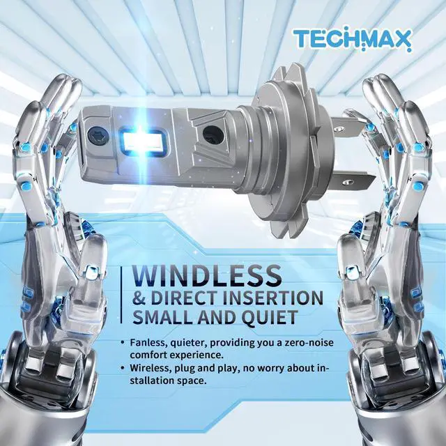 Alt view image 2 of 7 - _Mega Brand H7 Light Bulb, 6500K Xenon White 600% Extremely Bright No Adapter Required 1:1 Mini Size Fanless H7 Fog Light - Pack of 2